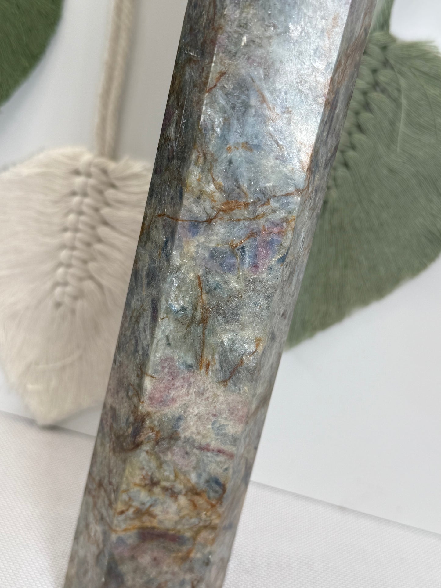 1.3kg Ruby In Kyanite / Iron Stained Quartz Point