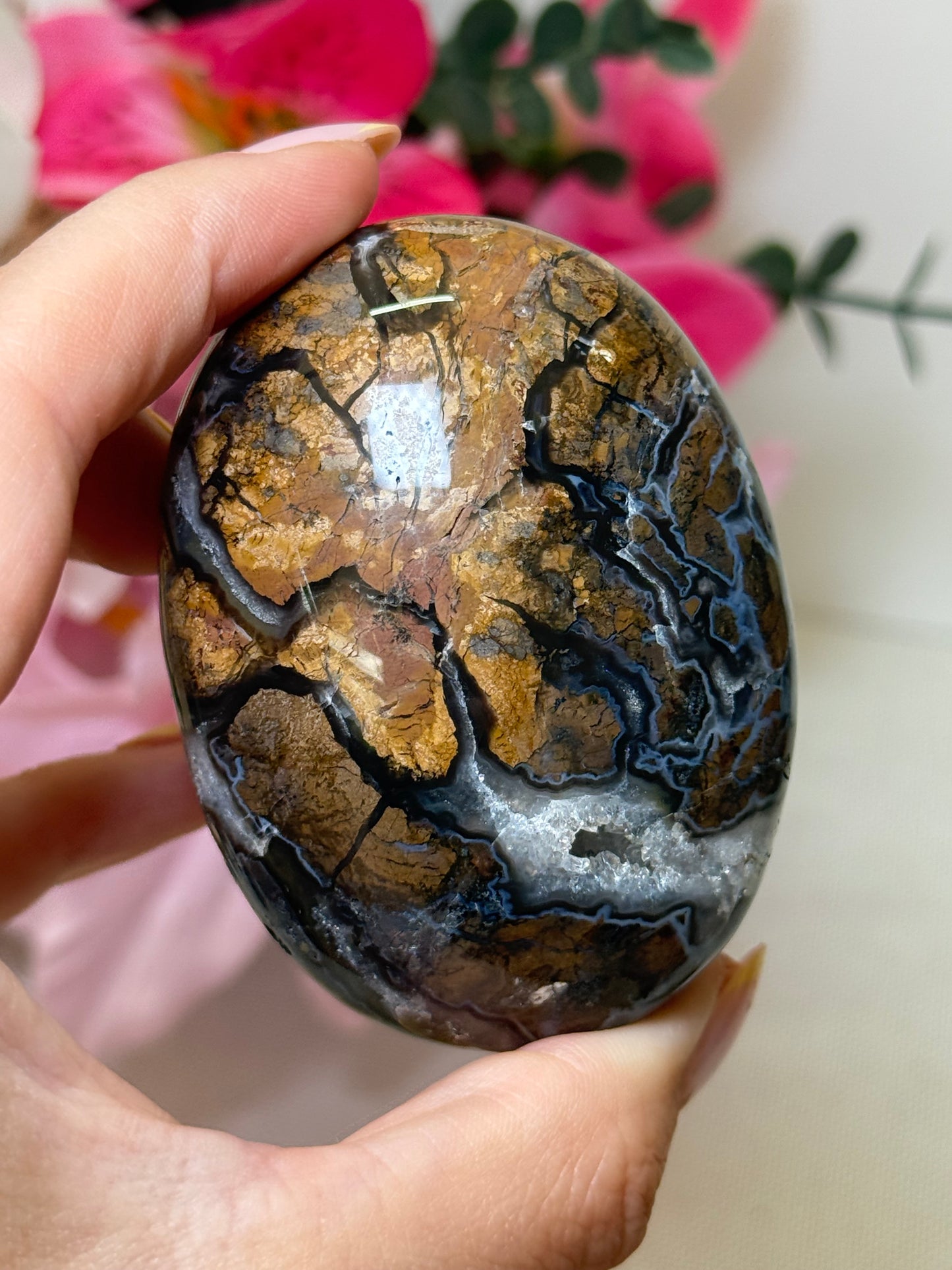Brecciated Jasper Druzy Palm Stone
