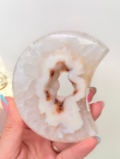 Brazilian Agate Moon On Stand