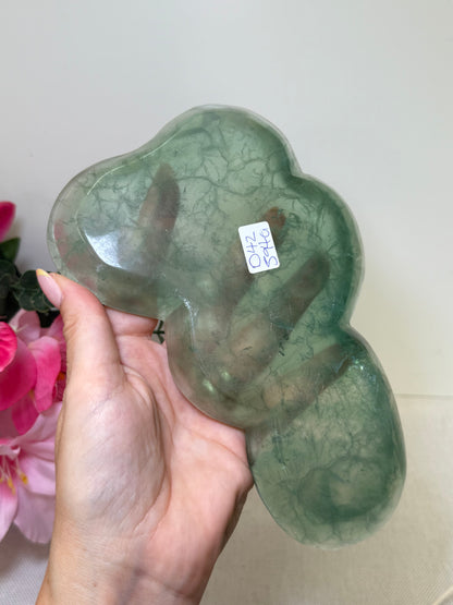 Large Green Fluorite Cloud Shape Trinket Dish