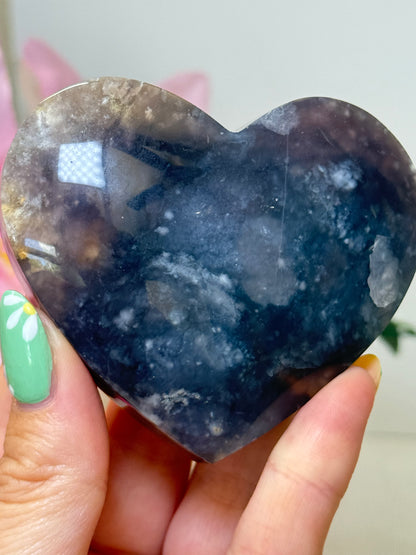 Purple Chalcedony Heart With Stand