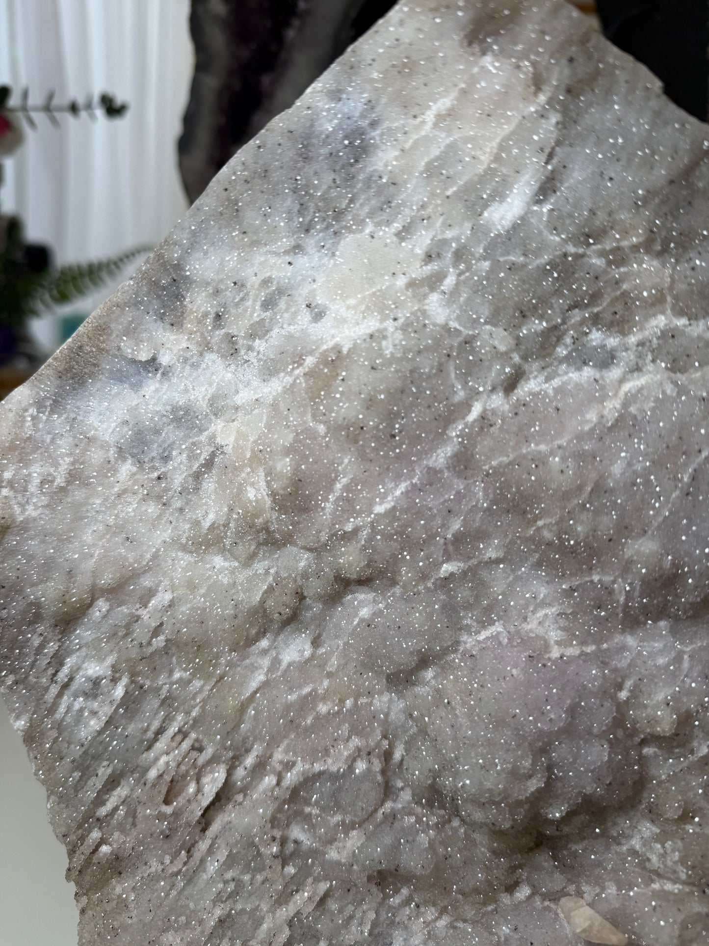 Rainbow Amethyst Cluster On Gold Stand