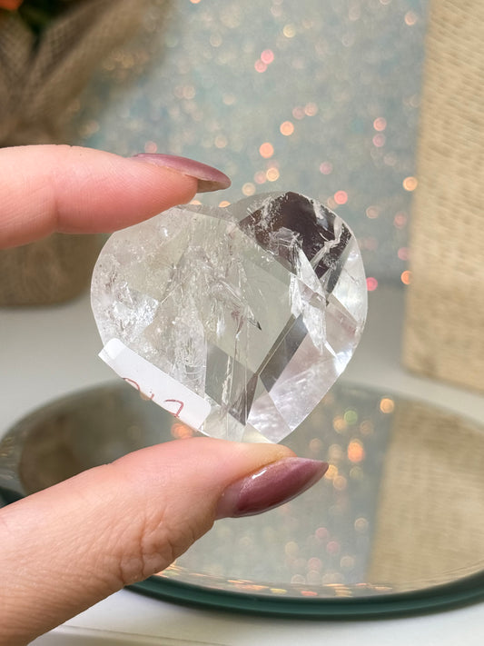 Faceted Clear Quartz Heart
