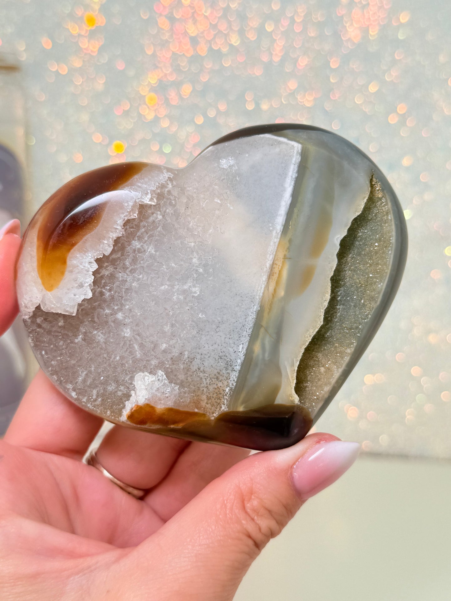 Brazilian Agate Heart On Stand