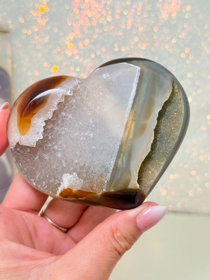 Brazilian Agate Heart On Stand