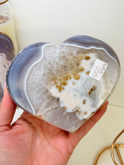 Brazilian Agate Heart On Stand