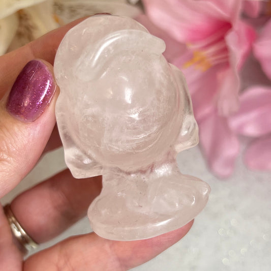 Rose Quartz Mike Wazowski Carving