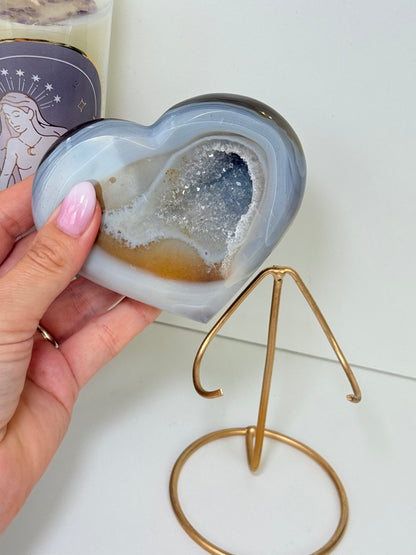 Brazilian Agate Heart On Stand