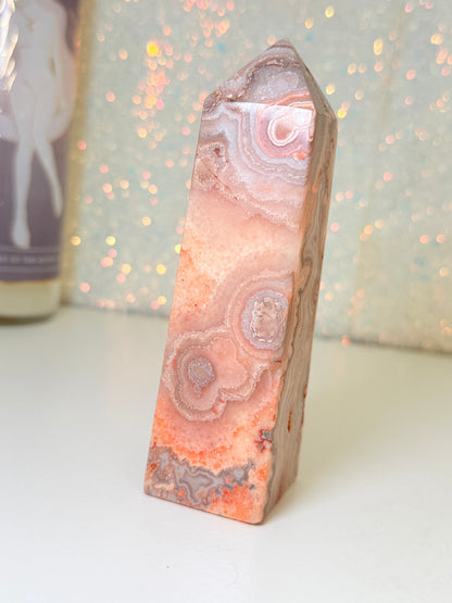 Pink Crazy Lace Agate Tower