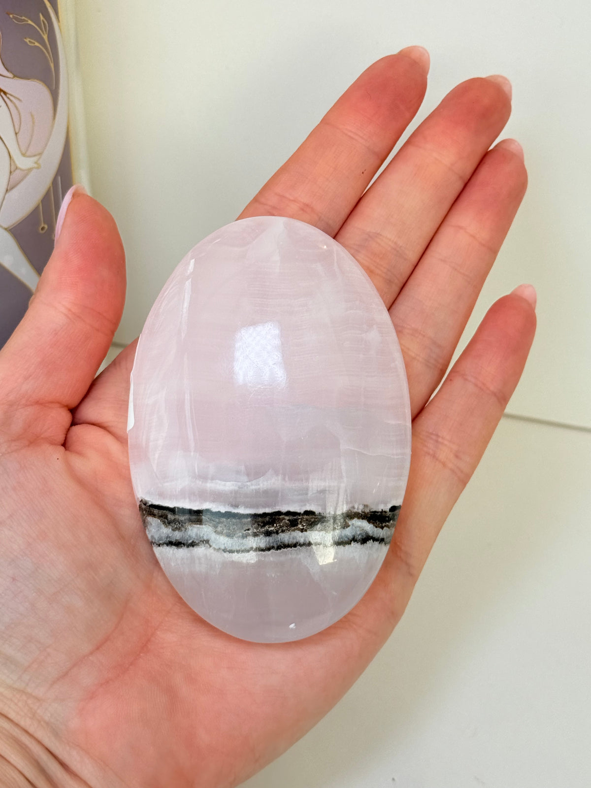 Smoky Mangano Calcite Palm Stone