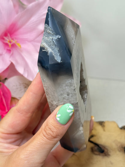 Large Druzy Agate Tower