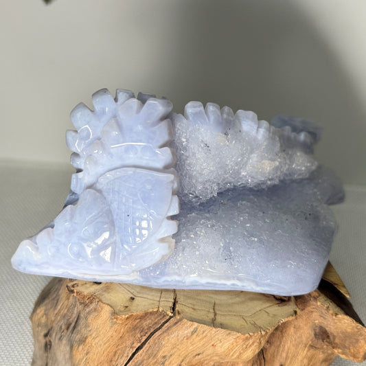 Blue Lace Agate Sea Theme Carving