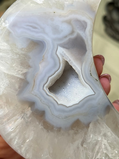 Druzy Agate Moon With Stand