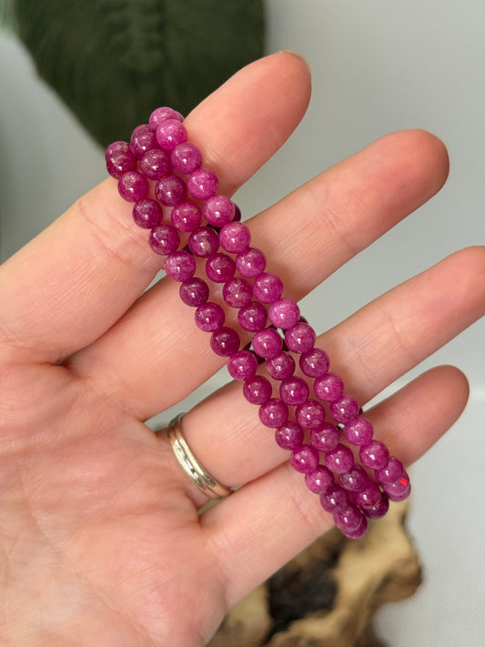 Ruby Bead Bracelet 6mm