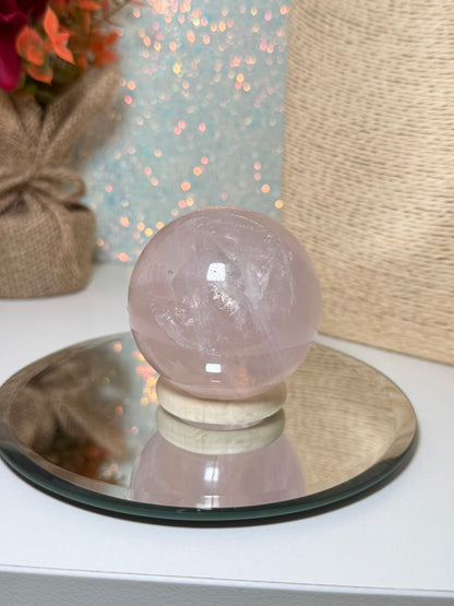 Star Light Rose Quartz Sphere (Asterism)