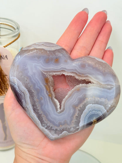 Brazilian Agate Heart On Stand