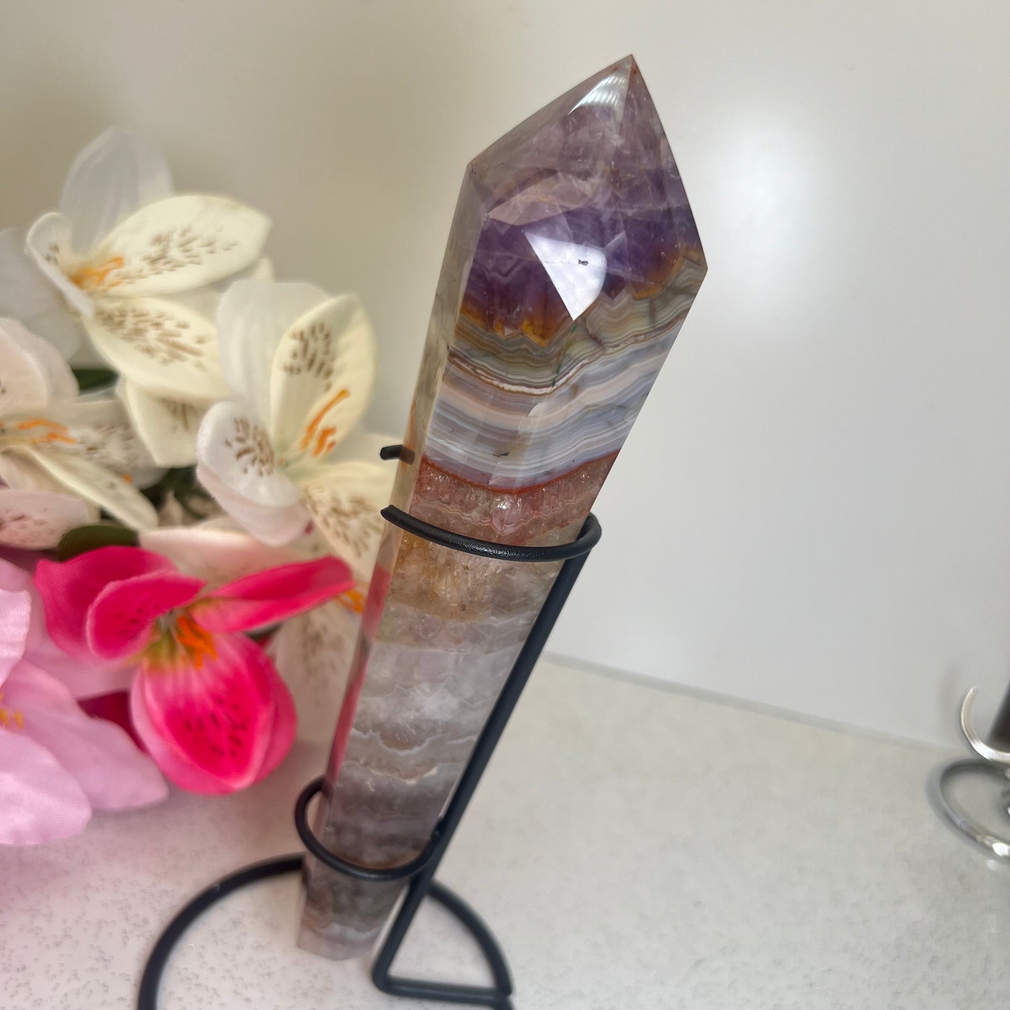 Mexican Agate x Amethyst Wand