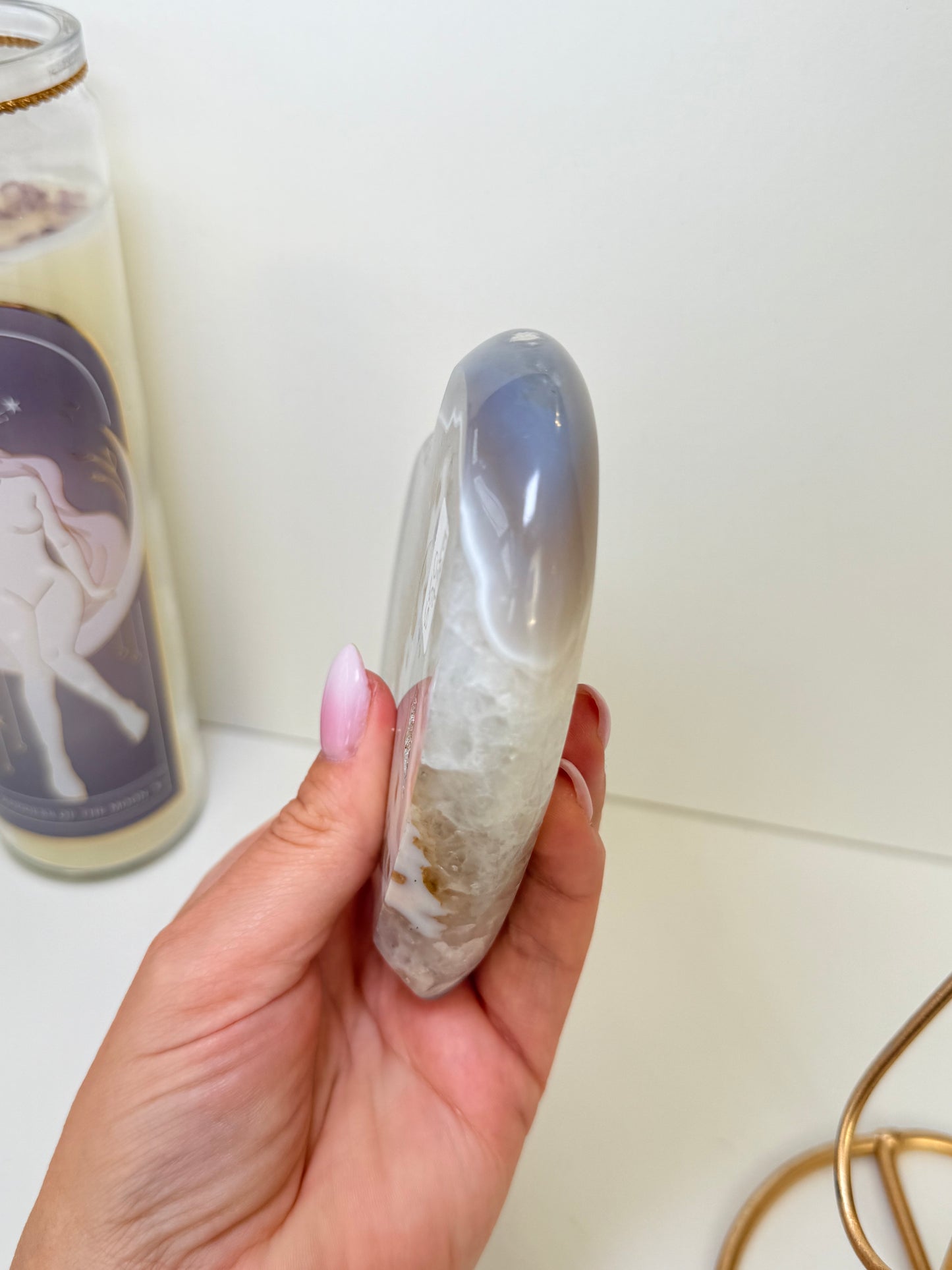 Brazilian Agate Heart On Stand