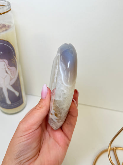 Brazilian Agate Heart On Stand