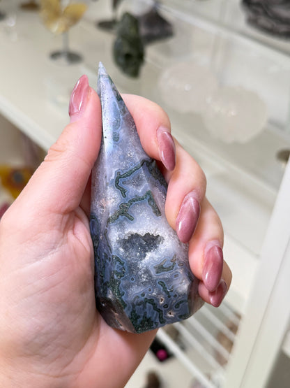 Moss Agate Diamond Point