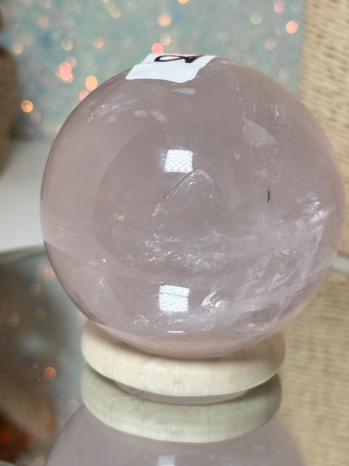 Star Light Rose Quartz Sphere (Asterism)
