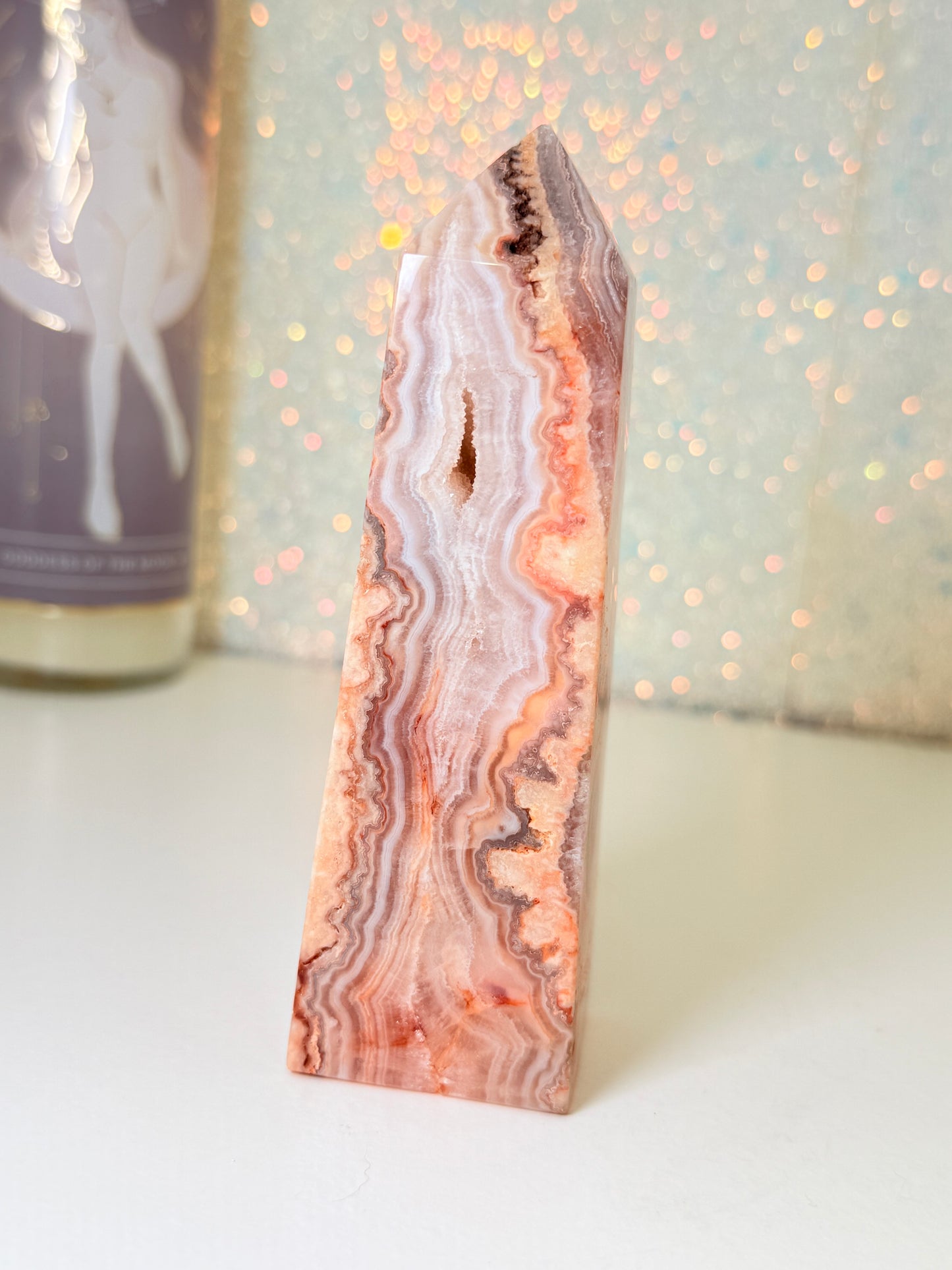 Pink Crazy Lace Agate Tower