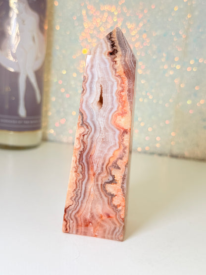 Pink Crazy Lace Agate Tower