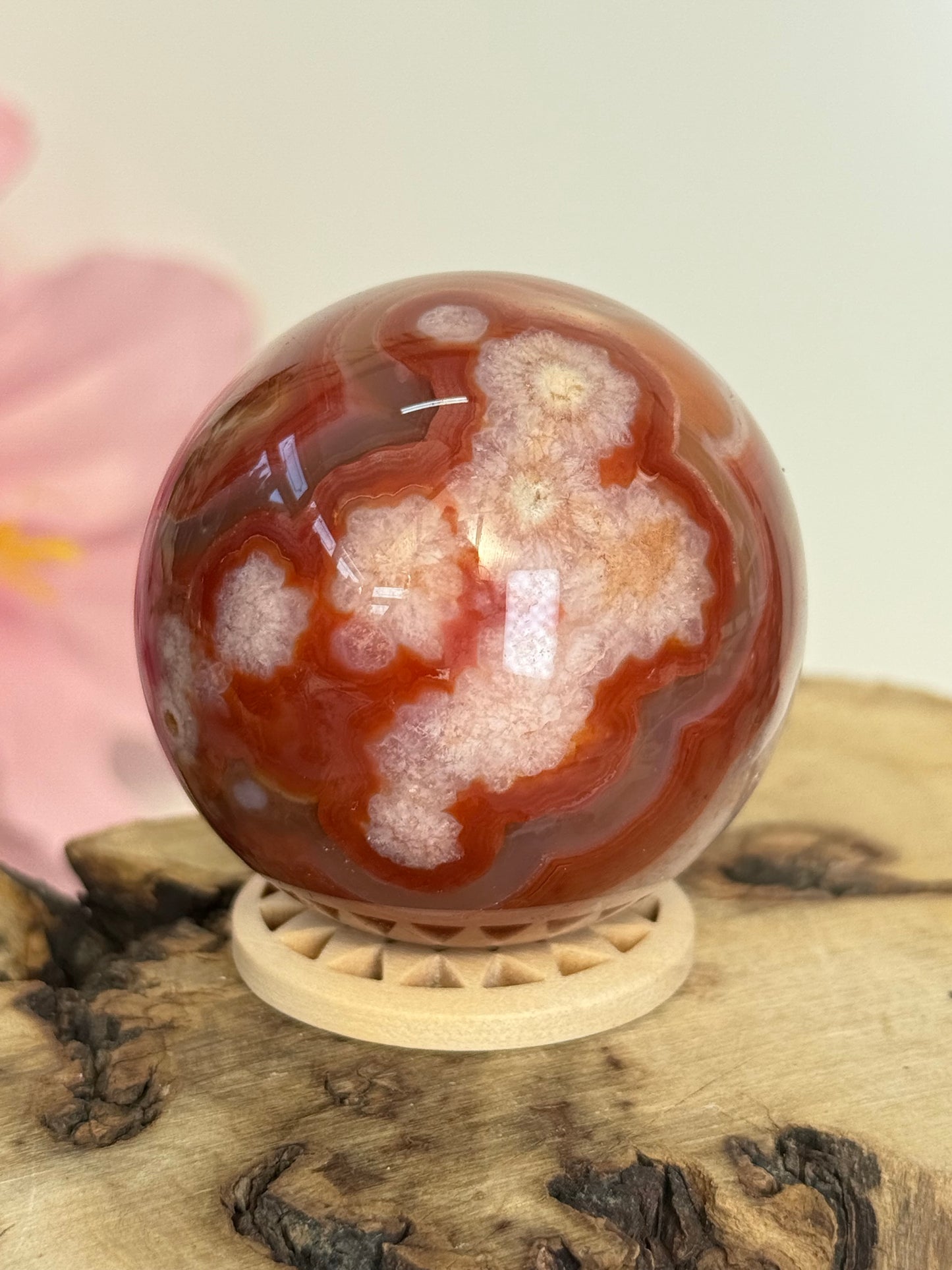 Flower Carnelian Sphere