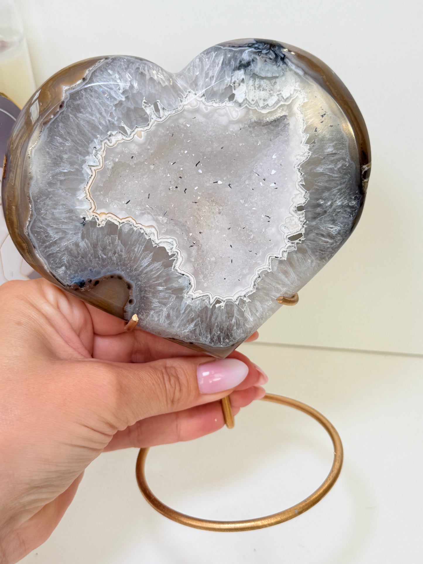 Brazilian Agate Heart With Stand