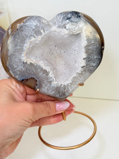 Brazilian Agate Heart With Stand