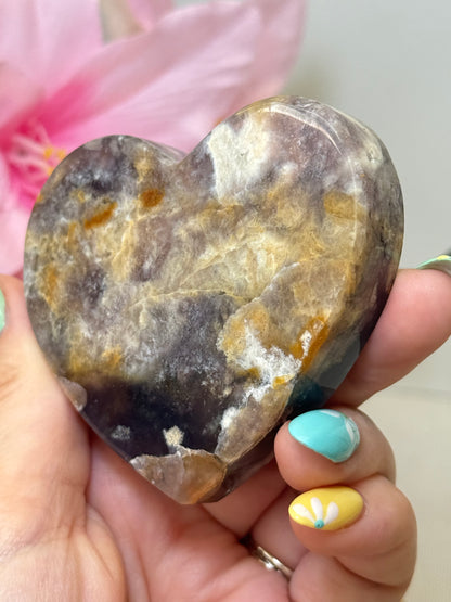 Purple Chalcedony Heart With Stand