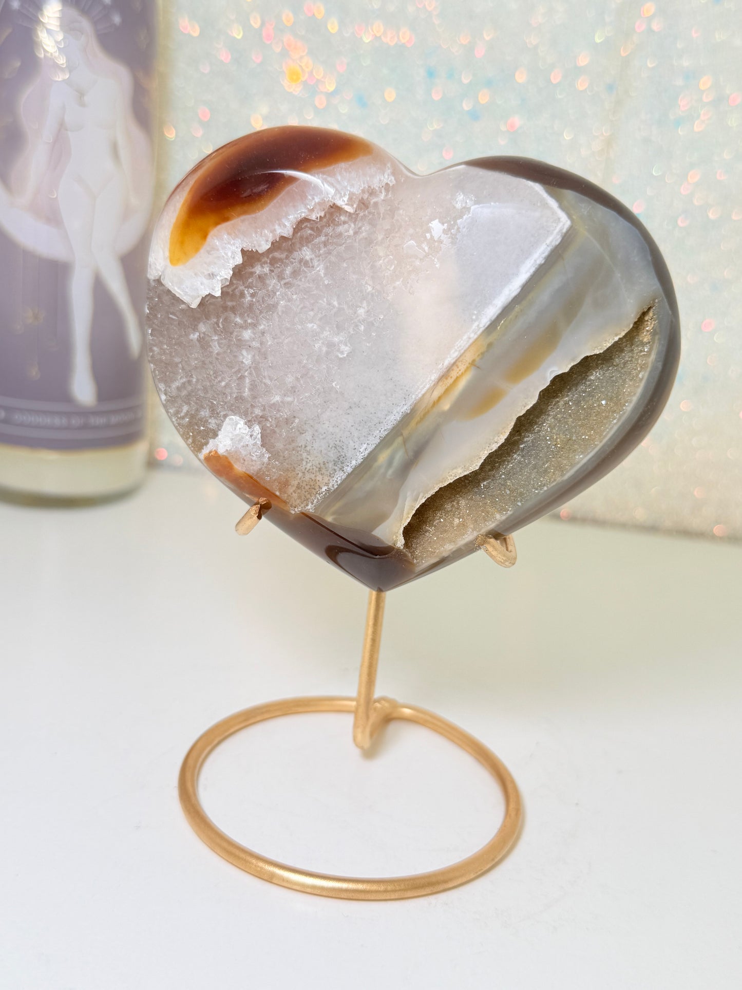 Brazilian Agate Heart On Stand