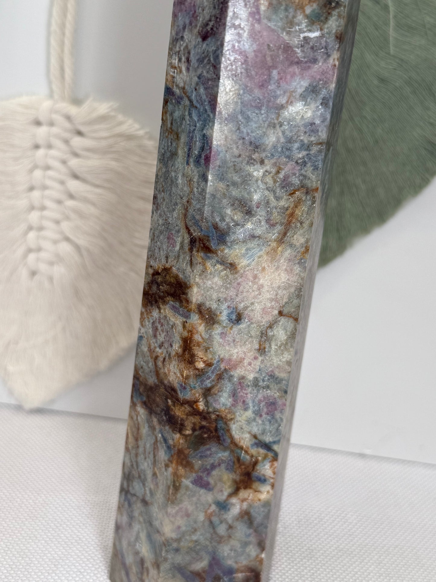 1.3kg Ruby In Kyanite / Iron Stained Quartz Point
