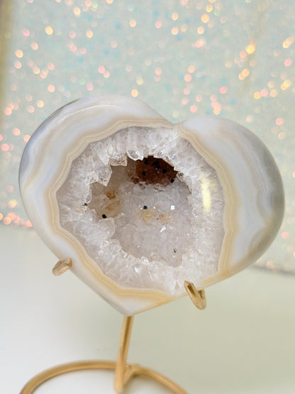 Brazilian Agate Heart On Stand