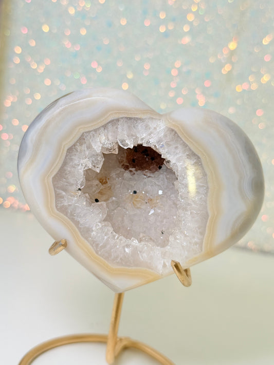 Brazilian Agate Heart On Stand