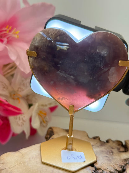 Purple Chalcedony Heart With Stand