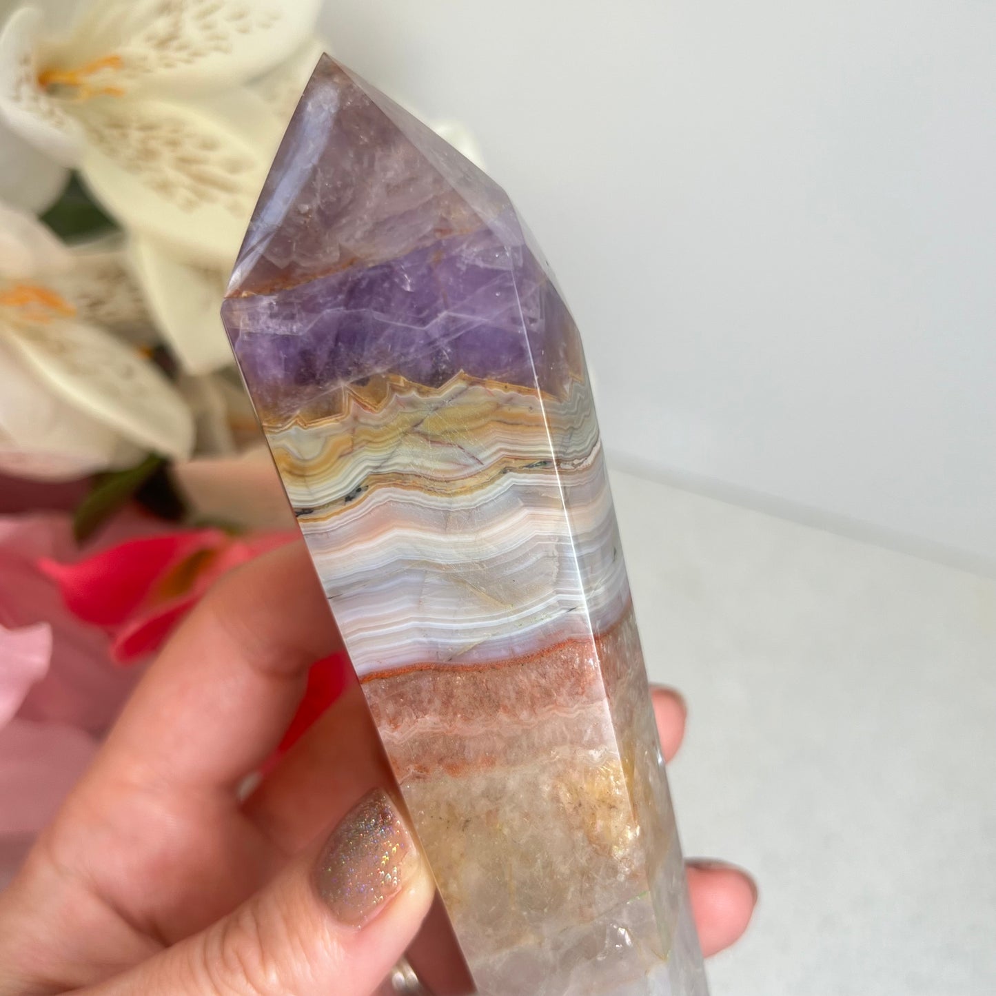 Mexican Agate x Amethyst Wand