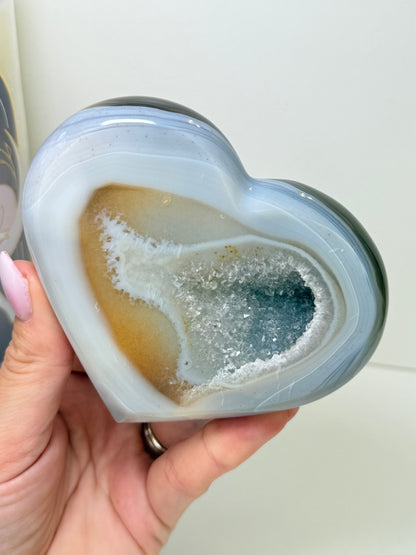 Brazilian Agate Heart On Stand