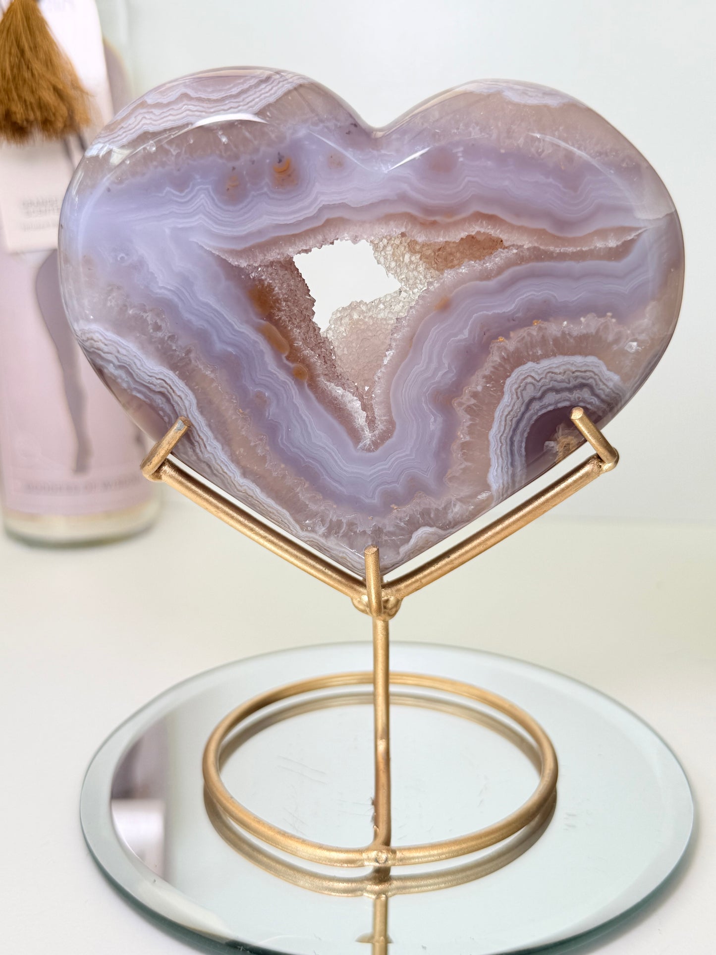 Brazilian Agate Heart On Stand