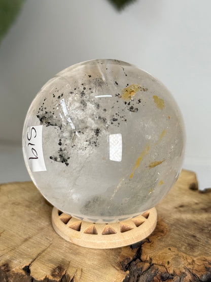 Clear Quartz Sphere With Hematite Inclusions