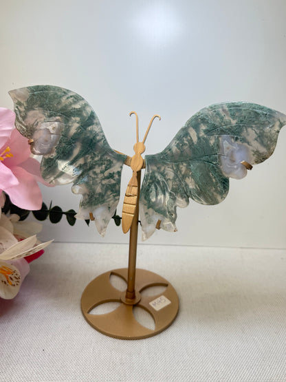 Moss Agate Butterfly Wings