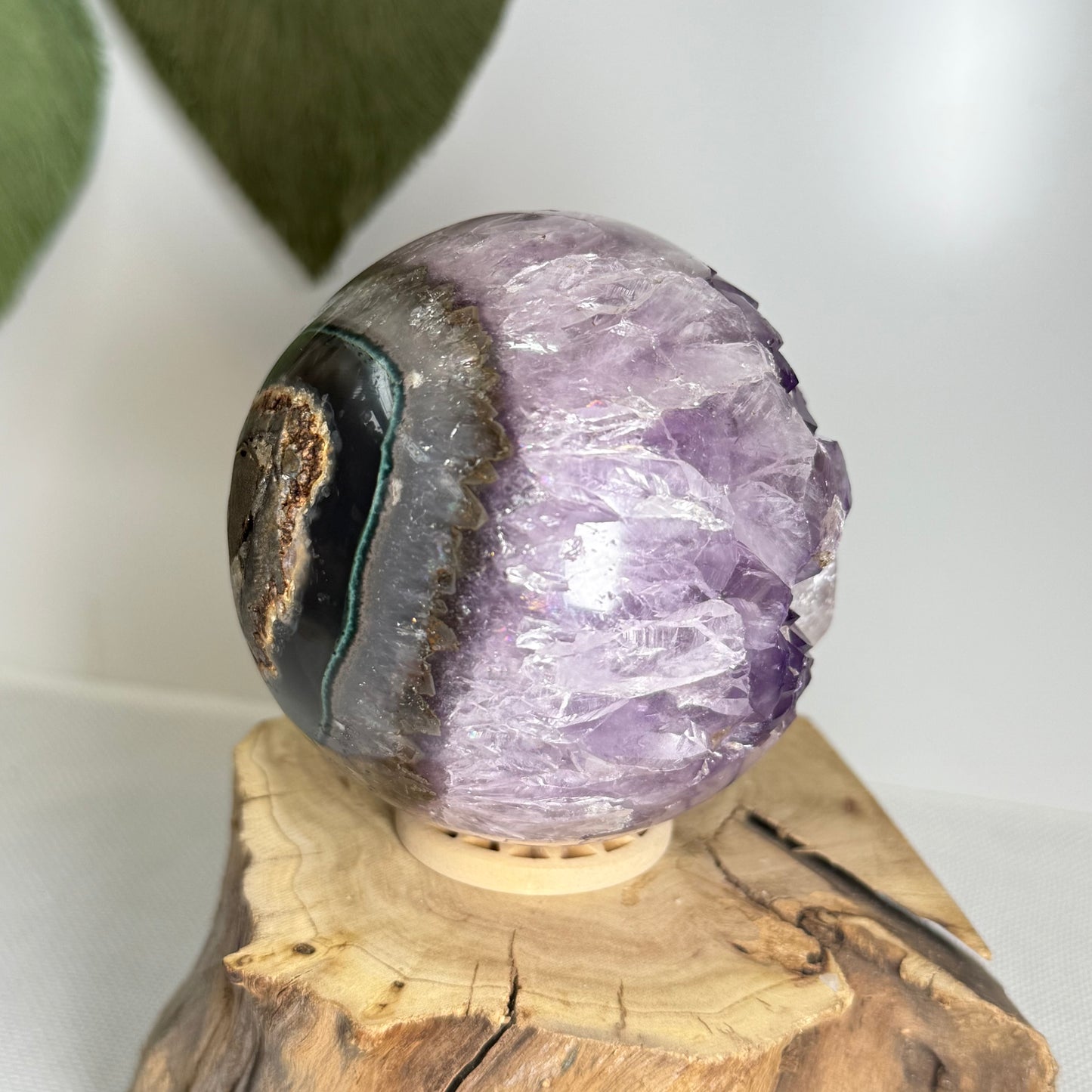 Amethyst Agate Sphere With Calcite