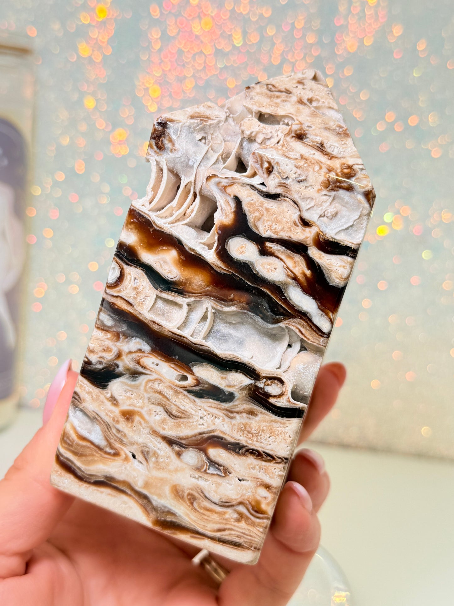 Large Chunky Chocolate Calcite Tower