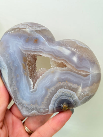 Brazilian Agate Heart On Stand