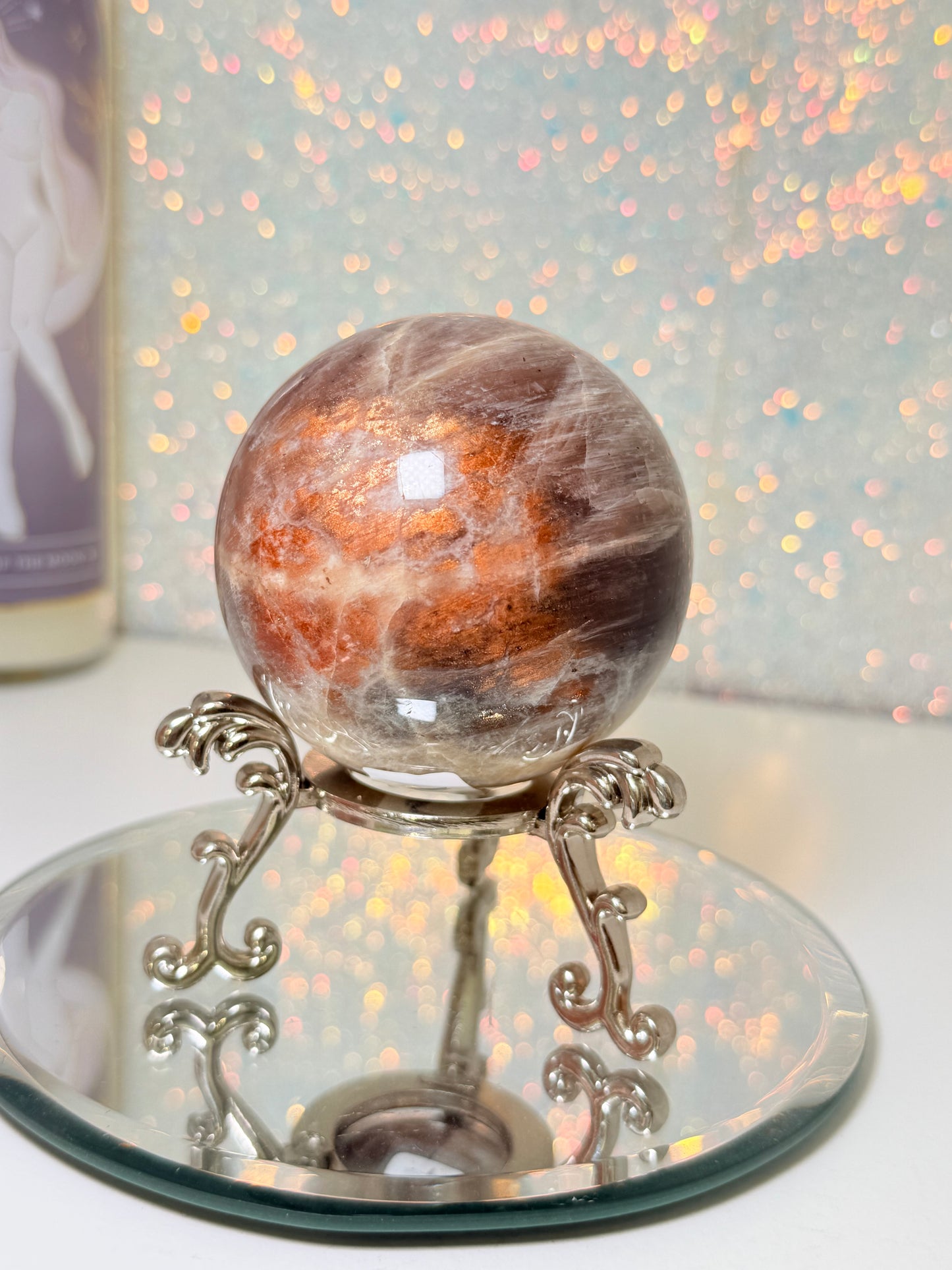 Moonstone With Sunstone Sphere (Super Flashy!)