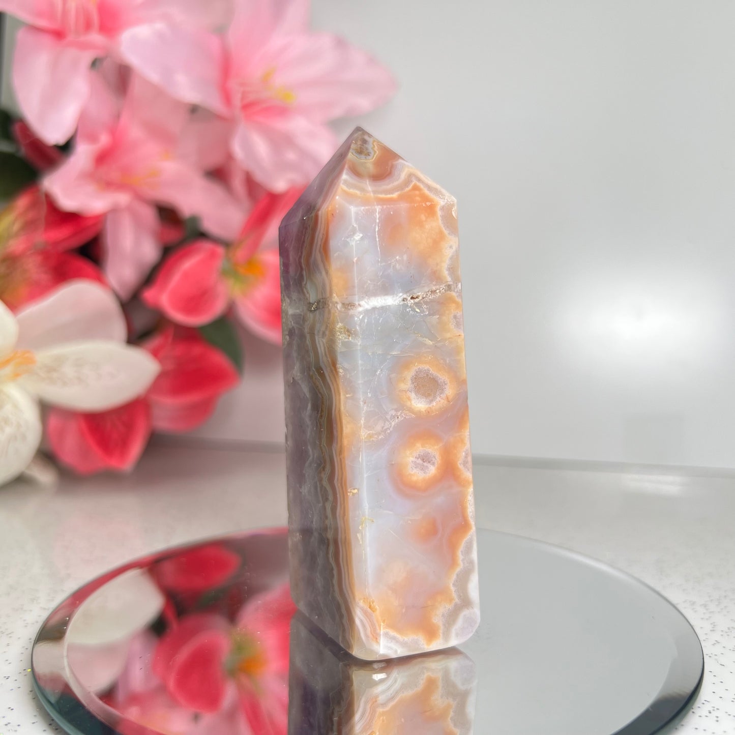 Mexican Agate Amethyst Tower