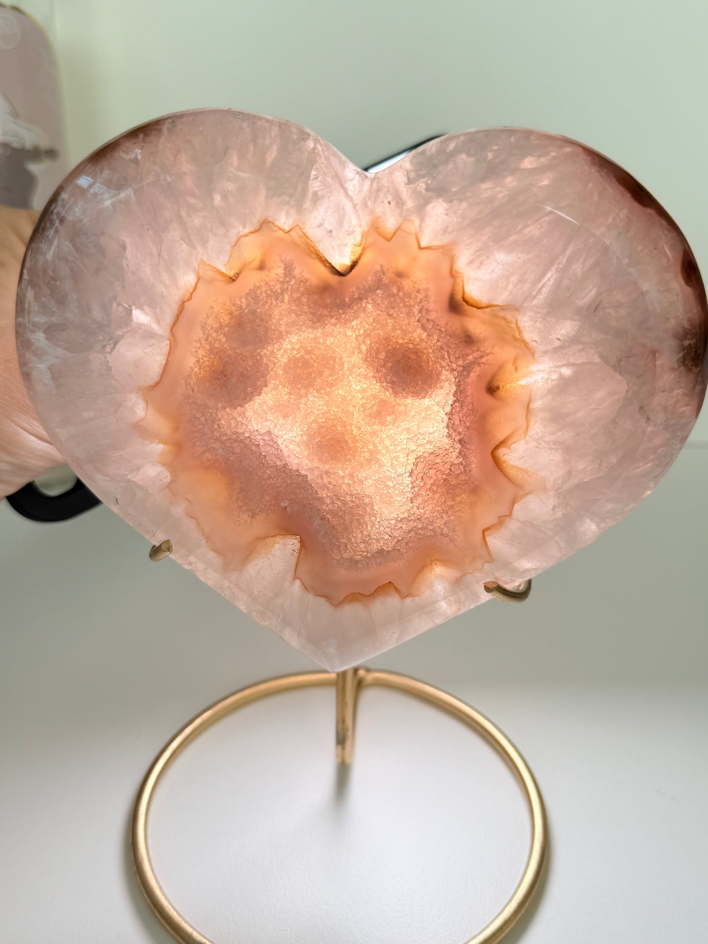 Large Brazilian Agate Heart With Stand
