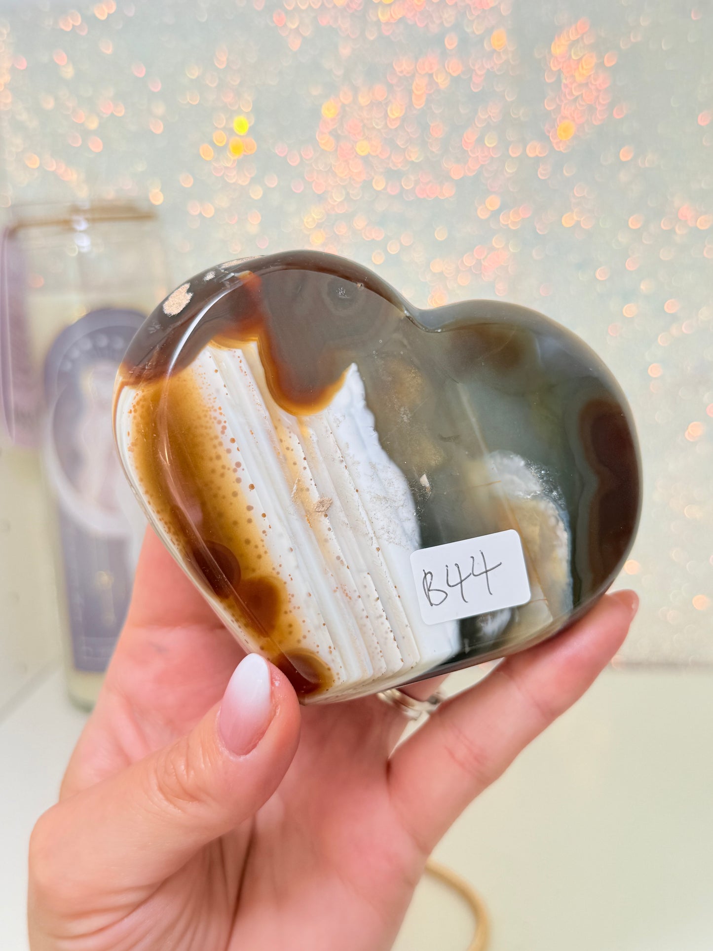 Brazilian Agate Heart On Stand