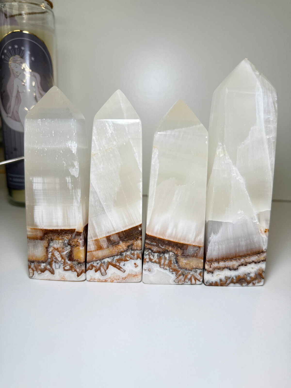 Silky White Calcite with Natural Brown & Golden Matrix