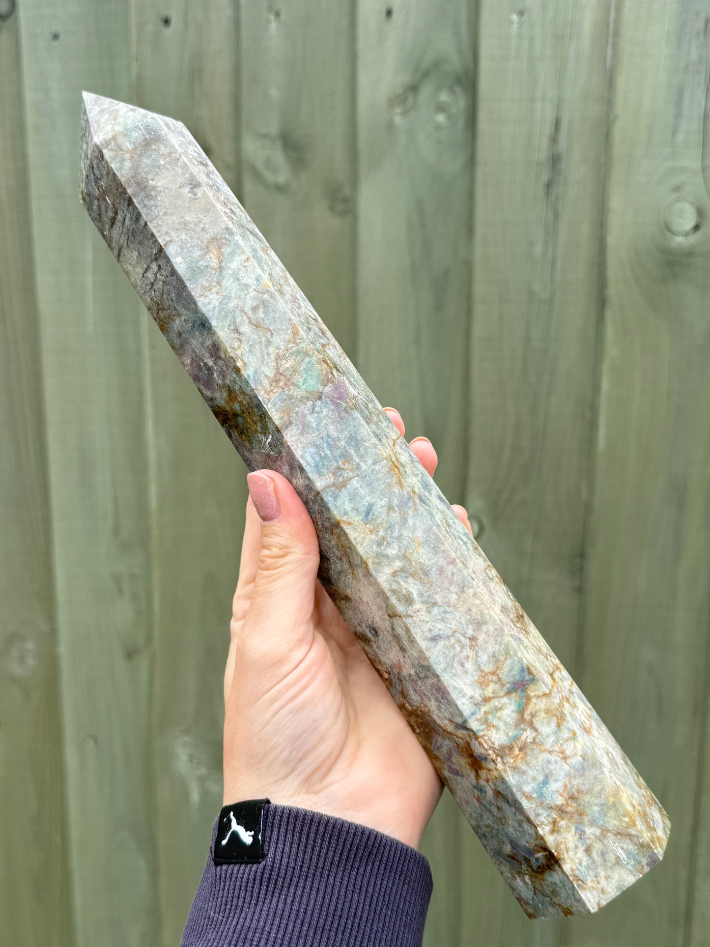 1.3kg Ruby In Kyanite / Iron Stained Quartz Point